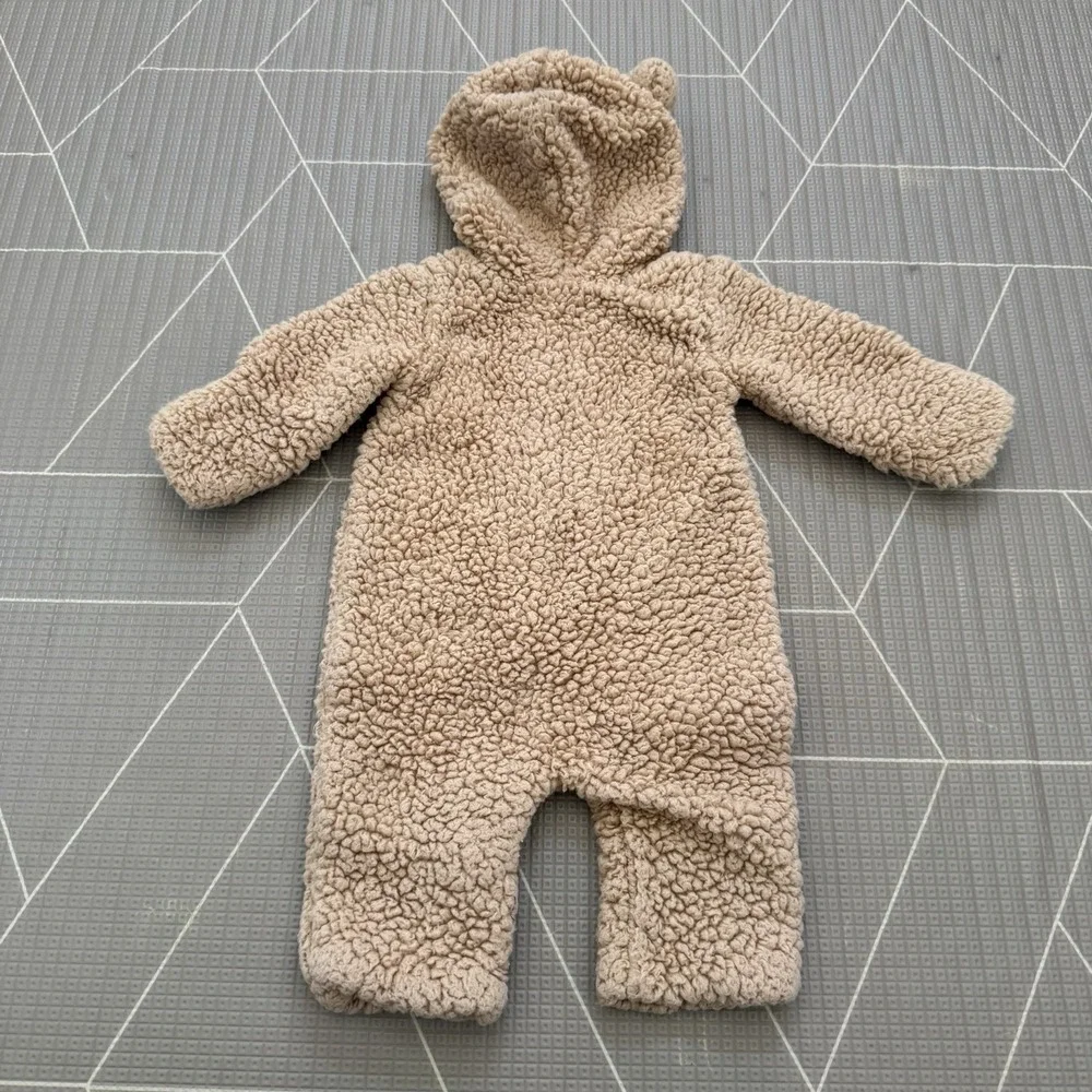 Nordstrom One Piece Fleece Teddy Bear 3 Months Tan Brown